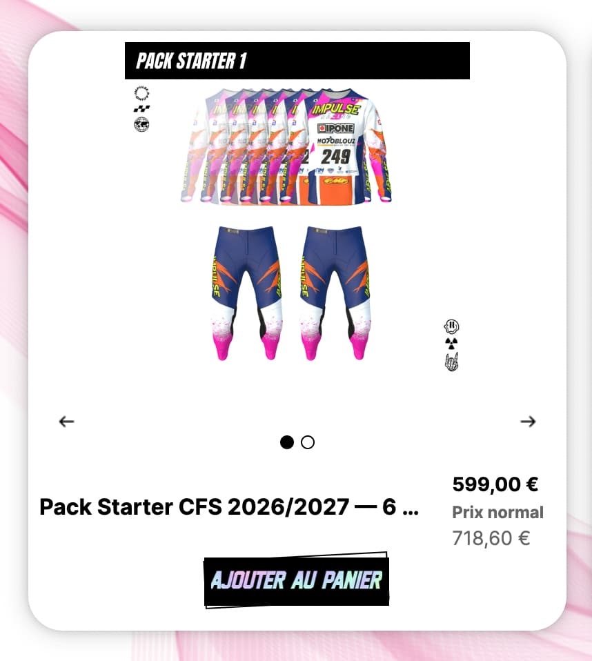 Pack Pilote Impulse Racing – maillots et pantalons motocross personnalisés